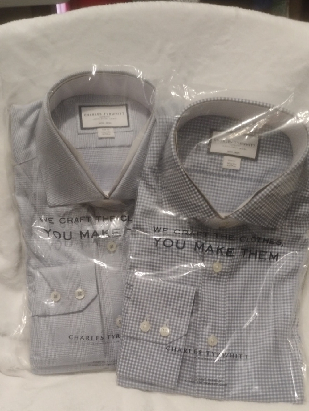 Charles Tyrwhitt Blue Gingham Men's Dress Shirt Slim Fit Bundle